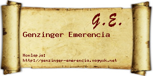 Genzinger Emerencia névjegykártya